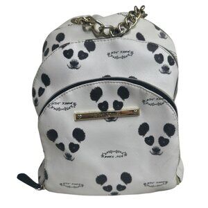 Betsey Johnson Cute Panda Print Backpack With Chain Accent Black & White